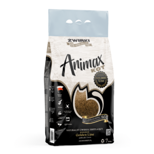 AnimaxKot Golden Line 3mm 7 litrów - peletka zbrylająca, opakowanie zastępcze drewno jasne, z sosny, 4,5kg