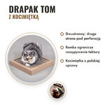 Drapak kartonowy Tom z kocimiętką – dwustronny, ramka ogranicza rozsypywanie tektury, kot na drapaku