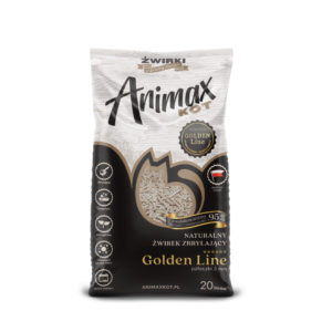 20 litrów AnimaxKot Golden Line 3mm ,12,5kg, opakowanie zastępcze,  żwirek zbrylający dla kota peletka 3mm !!!