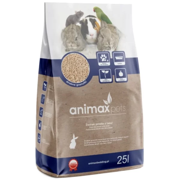 AnimaxPets pellet 4 mm żwirek niezbrylający dla kota, królika, świnki – 25L, 15kg