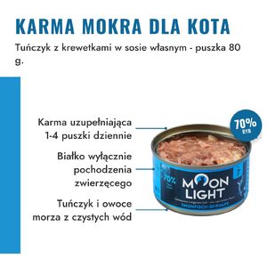 Moonlight Dinner 7 tuńczyk i krewetki 80 g – puszka karmy mokrej, 70% ryb, białko pochodzenia zwierzęcego