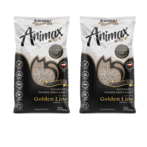 40  litrów 25kg AnimaxKot Golden Line 3mm ,  żwirek zbrylający dla kota peletka 3mm !!! zestaw 2 worków,