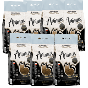49 Litrów AnimaxKot Golden Line 3mm  - peletka zbrylająca, opakowanie zastępcze drewno jasne, z sosny. 7 worów po 7 litrów, 32kg, 1 karton, wysyłka w cenie .