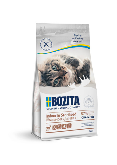 Karma dla kota Bozita Indoor &amp; Sterilised z reniferem (Bez dodatku zbóż) - 400g