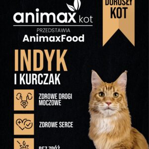 AnimaxFood Kurczak i indyk - Kot dorosły - 70% mięsa