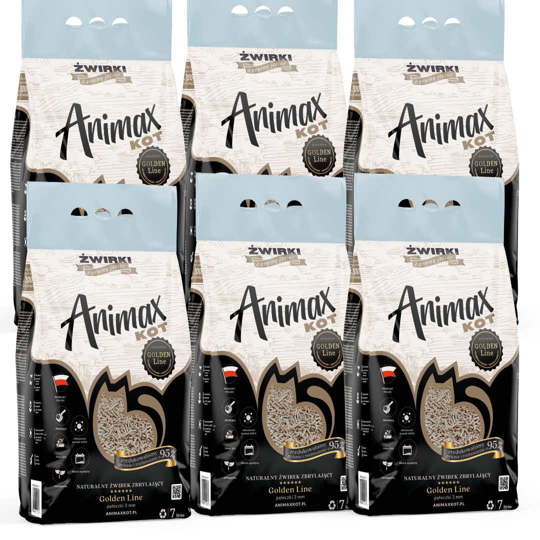 AnimaxKot Golden Line 3mm, żwirek zbrylający - peletka 3mm - opakowanie 7L - 42l