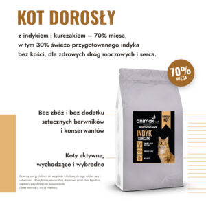AnimaxFood Kurczak i indyk - Kot dorosły - 70% mięsa