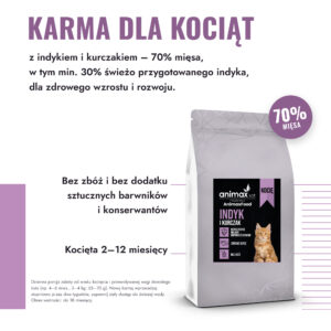 AnimaxFood Indyk i kurczak - Kocie rosnące - 70% mięsa