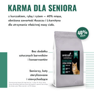 AnimaxFood Kurczak, ryba i ryż  - Kot SENIOR, 40 % mięsa