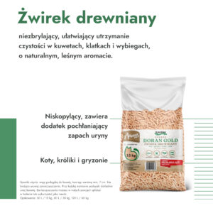 Doran Gold - drewniany pellet dla kota, królika i świnki 6mm (jasny, odpylony) 