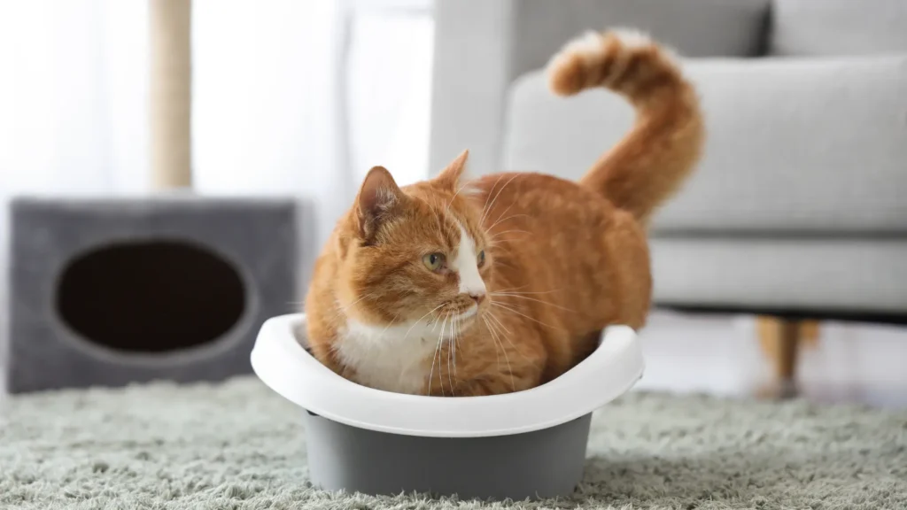 Nieprzyjemny zapach z kuwety? Wybierz żwirek naturalny dla kota 9 Kot siedzący w kuwecie dla kota