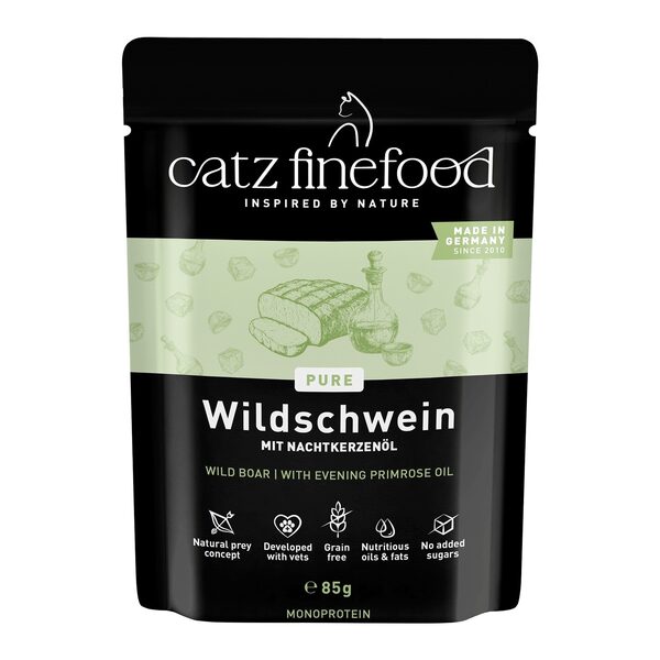 85g finefood Purrrr DZIK, monobiałkowe jedzenie dla kotów, saszetka – packshot